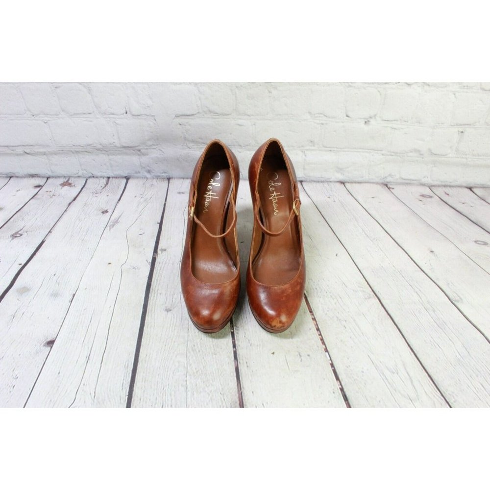 Cole Haan  Brown Leather Adjustable Strap Mary Jane High Heel Shoes Sz 6 B - Picture 5 of 9